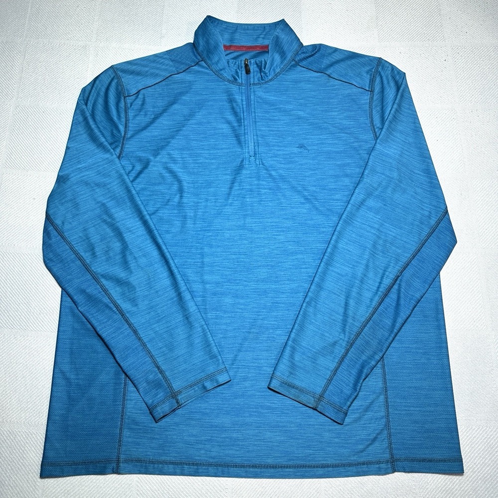Tommy Bahama Palm Coast Island Zone 1/4 Zip Mens Large Blue Performance Wicking - Picture 2 of 15